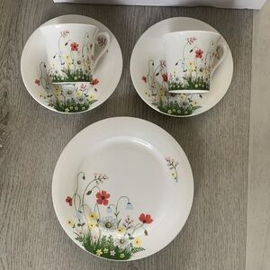 Vintage NIB Hankook Chinaware Saint James Korean antique Set Service 2, 5 PCs
